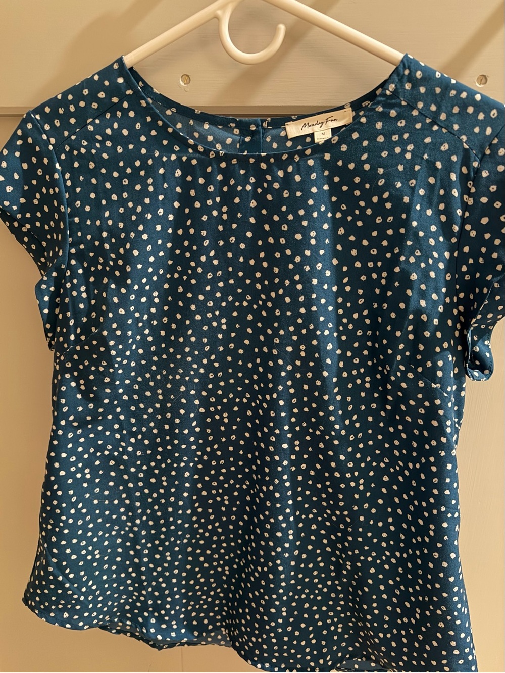 Monday Fun Teal Dot Cap-Sleeve Blouse
